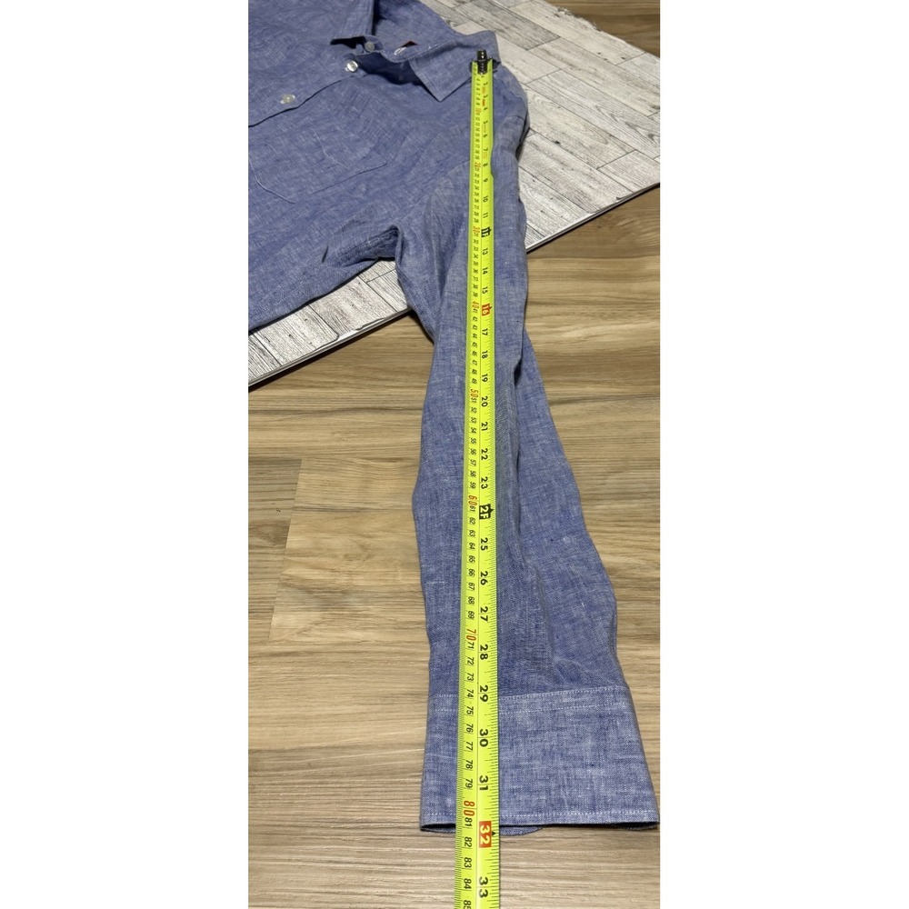 UNTUCKit Men's 100% Linen Button Down Shirt Solid Blue Long Sleeve XL XLARGE - Picture 10 of 10